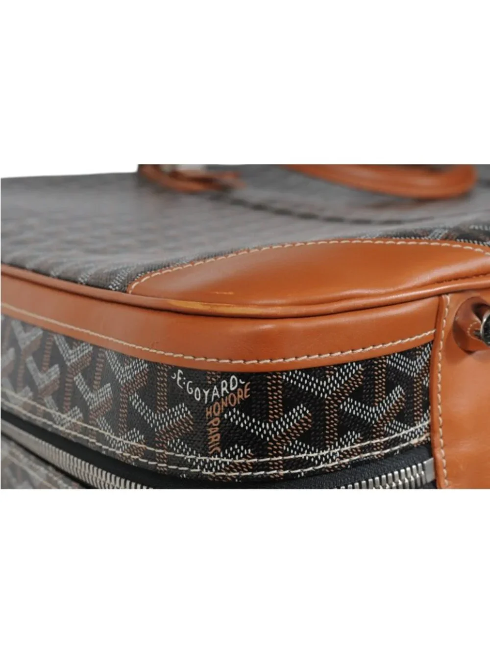 Goyard Brown Goyardine Canvas Leather Majordome 60 Travel Luggage Trunk Bag